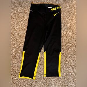 Nike Kids Black and Yellow Dry-Fit Leggings